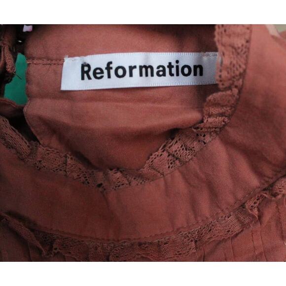 NWT Reformation Praline Burnt Orange Dinah Ruffle Dress Size 6 - Picture 6 of 6